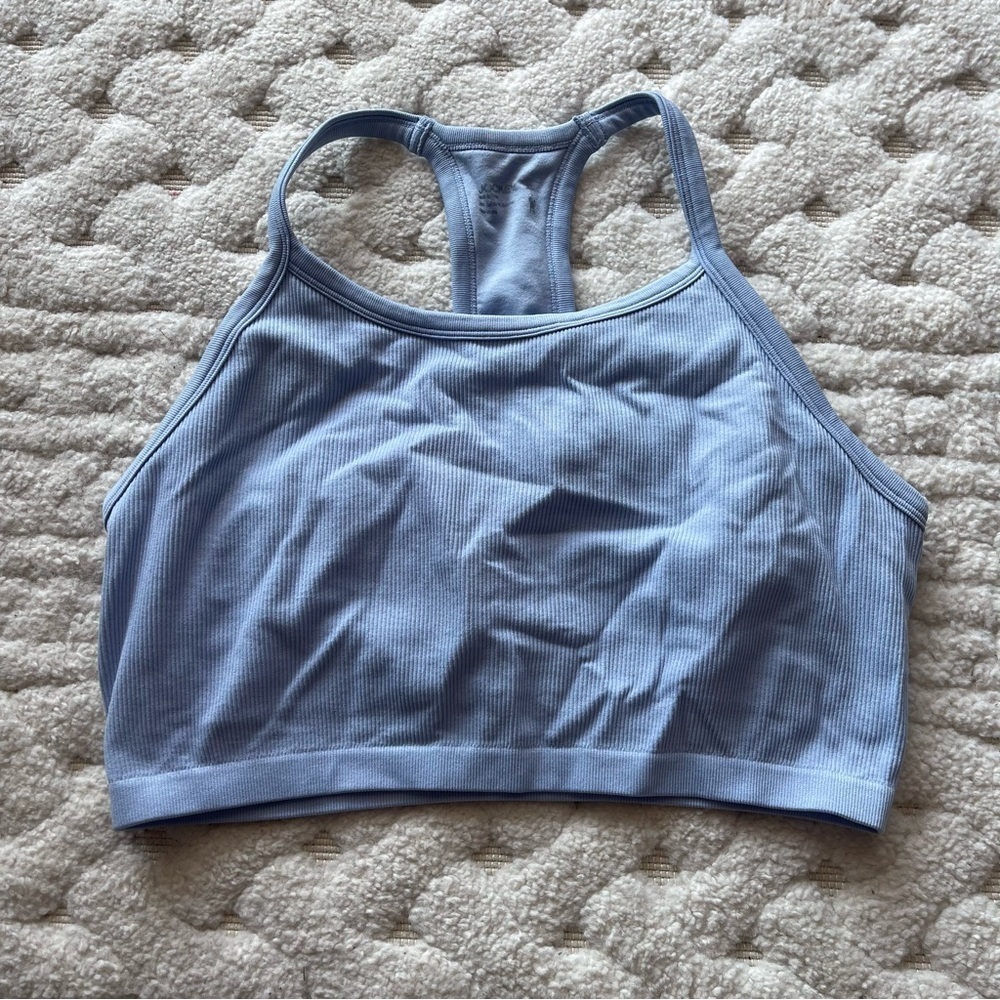 Jockey Longline Racerback Ribbed Sports Bra Blue WOMENS XL